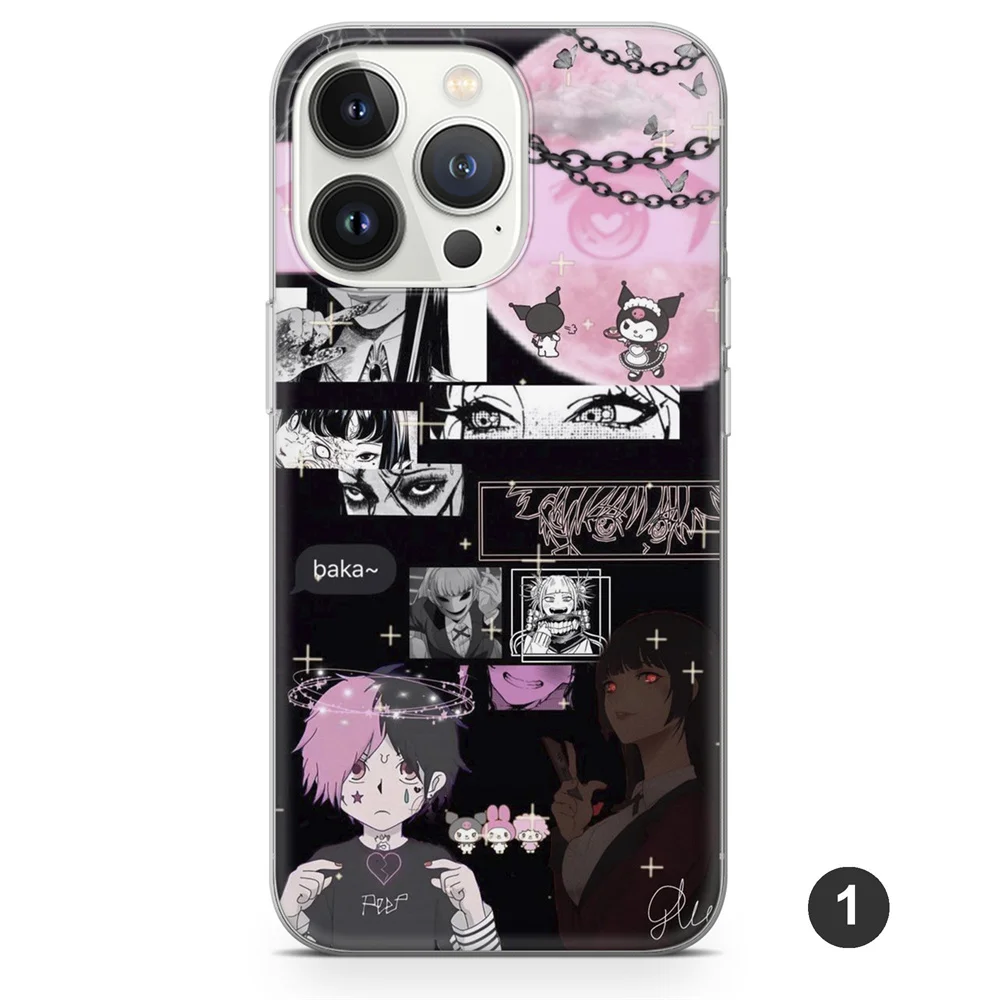 Funda de teléfono suave con Collage de Manga de Anime Grunge para iPhone, funda de silicona negra para iPhone 15, 14, 13, 12 Mini, 11 Pro Max, XS, XR, 7, 8 Plus, SE