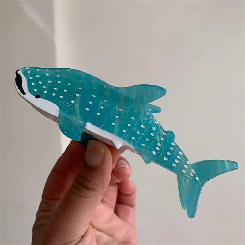 

DS Summer Ocean Series Blue Spotted Shark Hair Claw Eco-friendly Acetate Claw Clips Crab Hair Clips for Women Hair Accessories