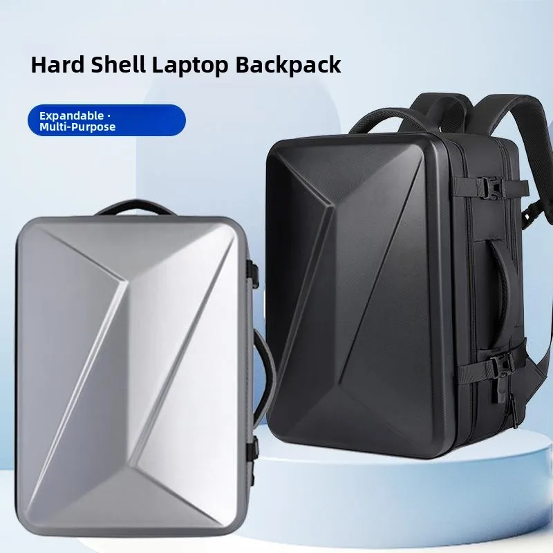 Men's Business Laptop Bag Expandable Hard  Double Shoulder Travel Backpack Large Capacity Multi-purpose Backpack