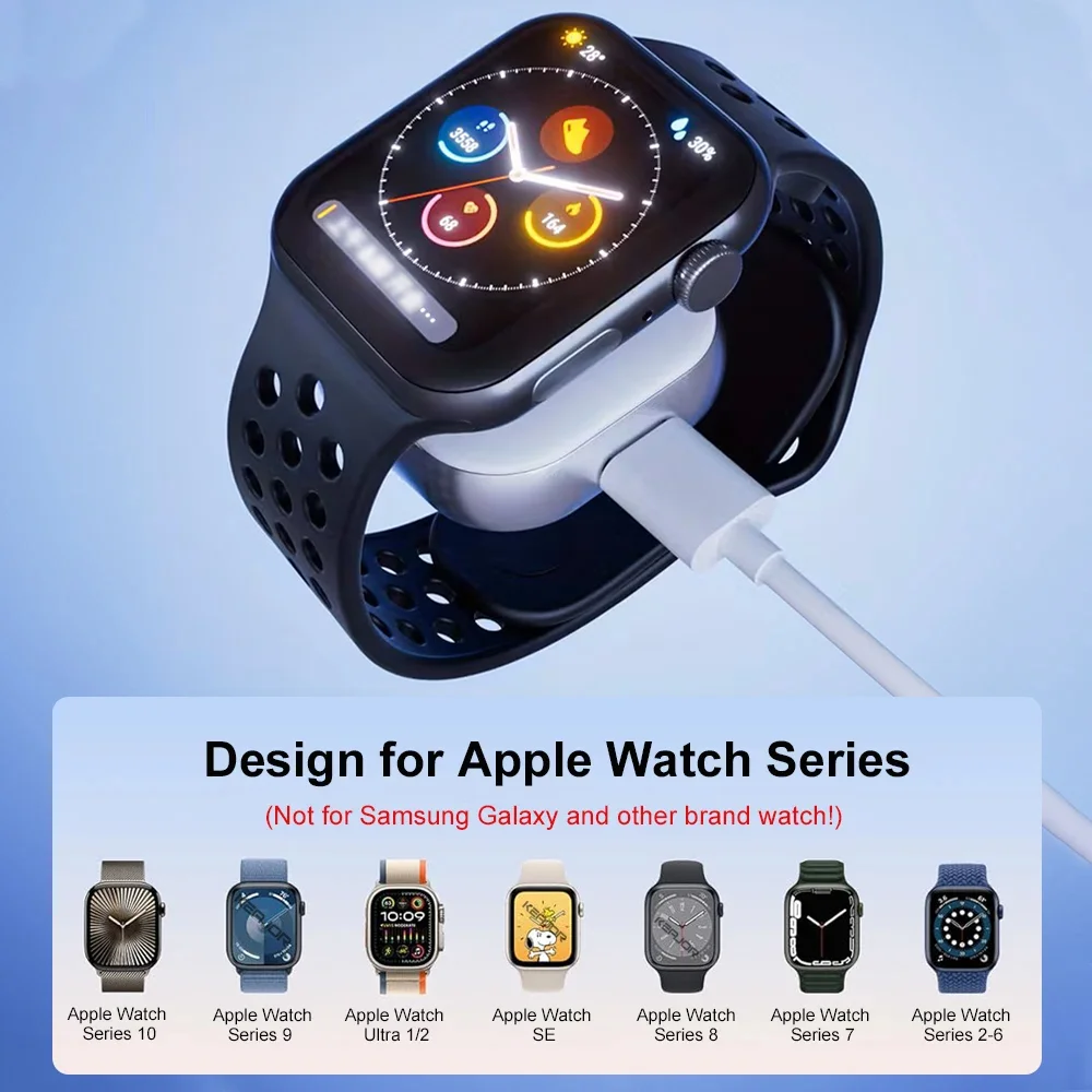 Magnetic Wireless Fast Charger For Apple Watch 10 9 8 7 6 5 4 3 SE Ultra Series USB Type C IOS Two Interface iWatch Charger Dock