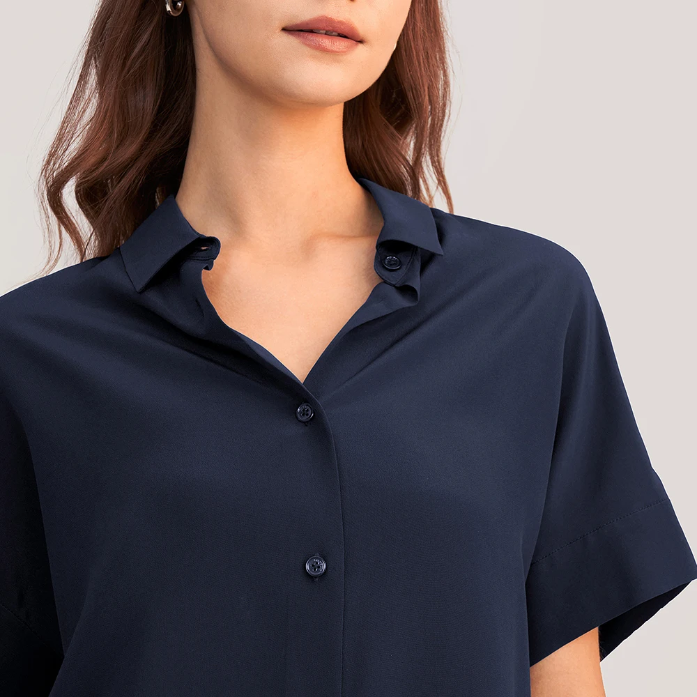 Imagem -06 - Lilysilk Camisa de Seda Blusa Feminina Casual Mangas Curtas Soltas Senhoras Novo