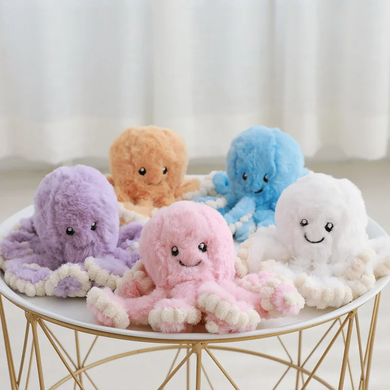 Muñeco de pulpo de peluche de colores, juguete de simulación, criatura submarina del océano, calamar, sonido para mascotas, adornos decorativos, regalos pequeños, juguete para mascotas