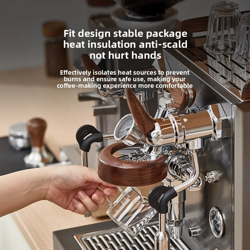 Brewing Head Heat Shield Walnut Anti-scalding Cover Solid Wood Coffee Utensils, Suitable for E61 Coffee Machine
