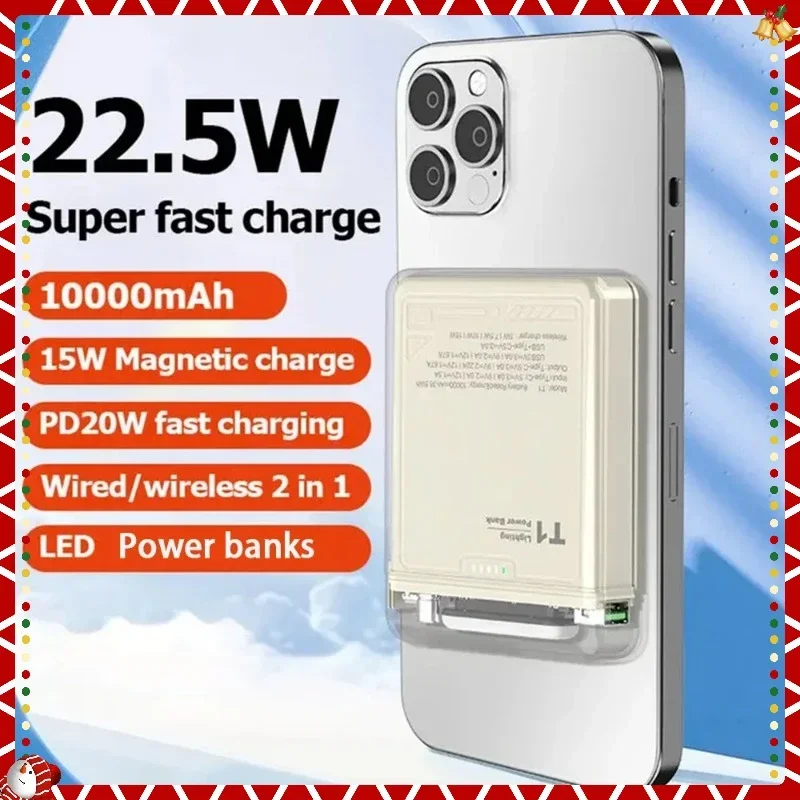 

Magnetic Wireless Power Bank for Magsafe, External Backup Battery, Night Light, Original, 10000mAh, T1, T2 20W