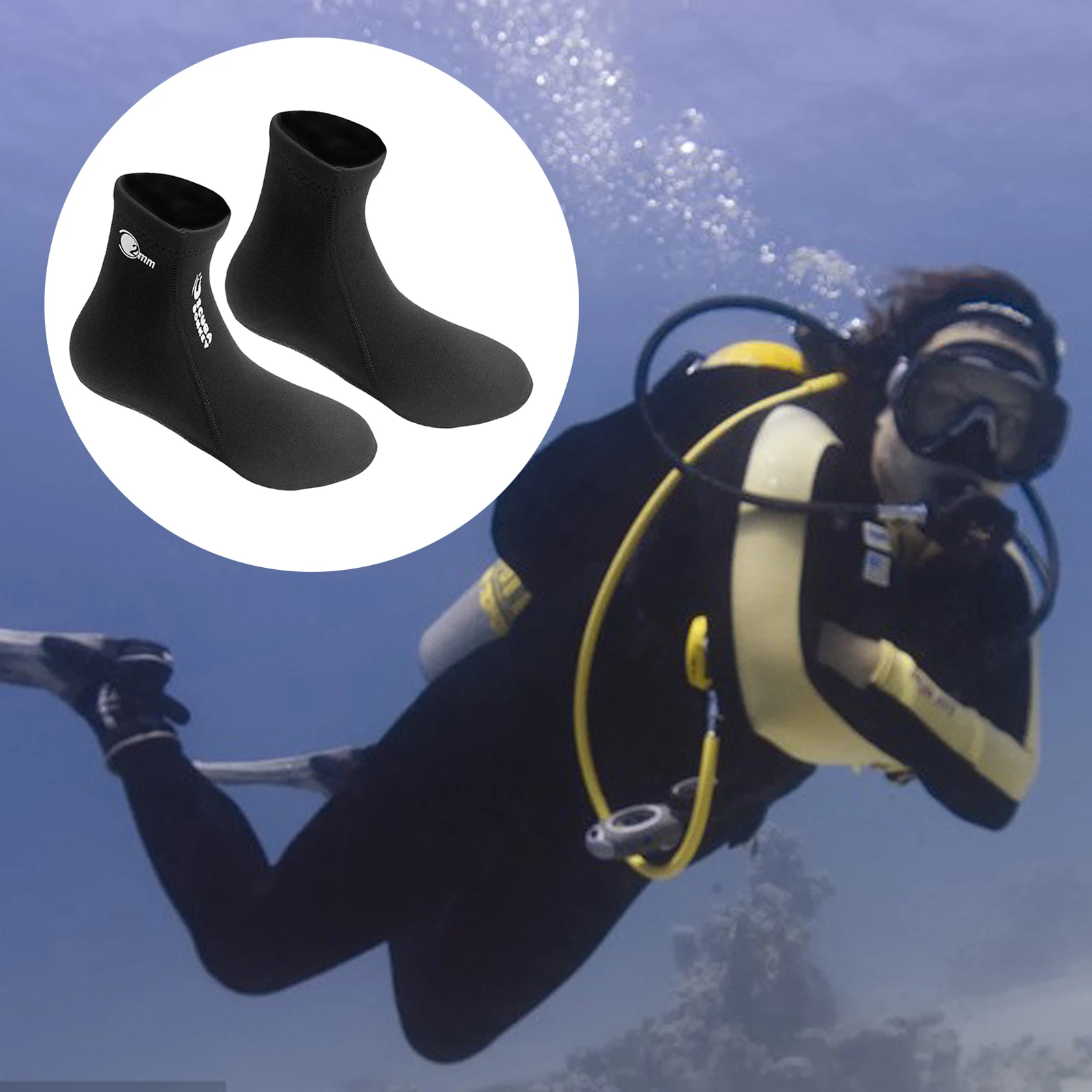 2mm Neoprene Socks Diving Thermal Anti  Beach Booties Wading Boots Sock,Water Sport Outdoor Activities Shoes Rafting Swim