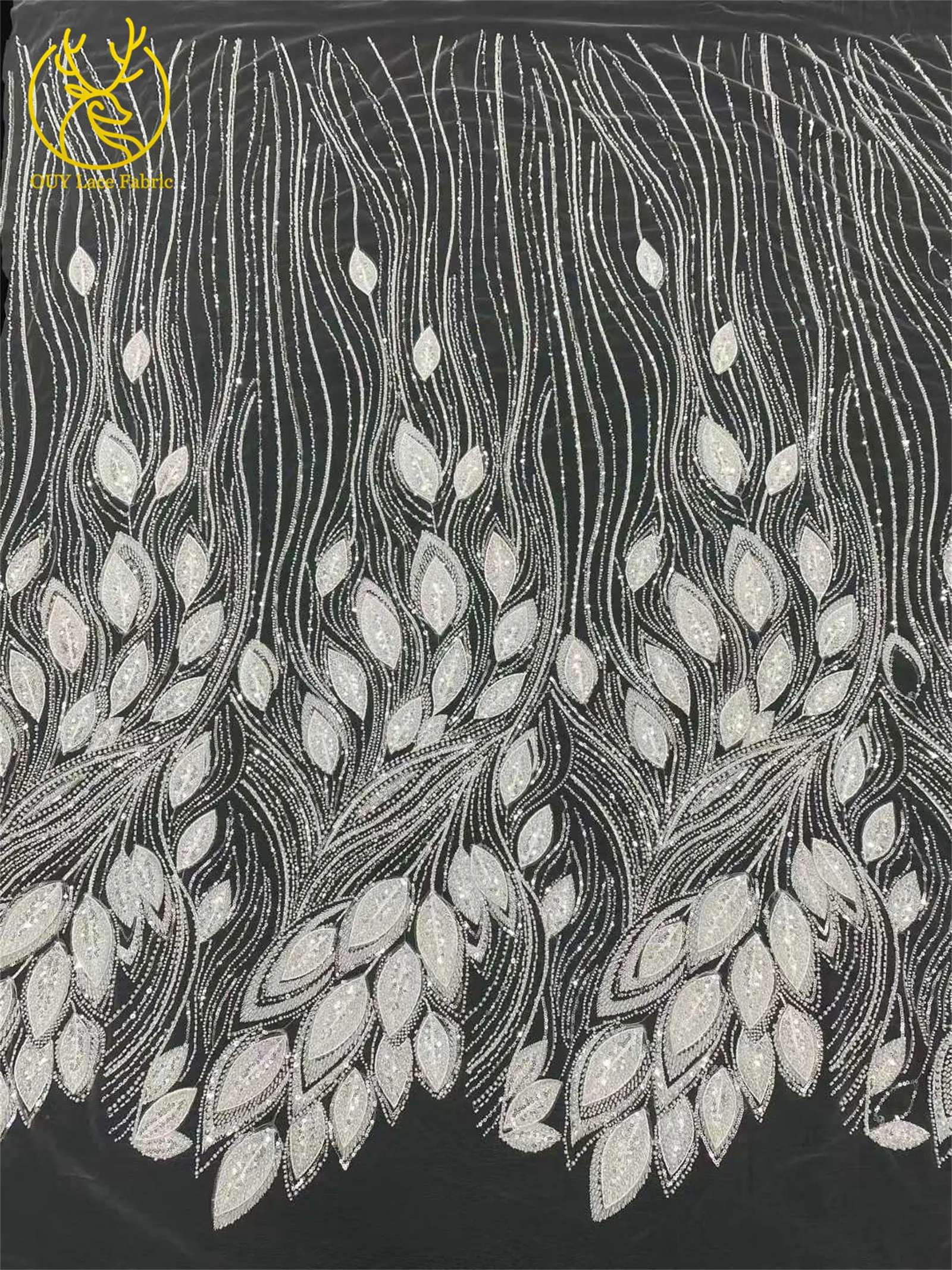 Luxuriöser französischer 3D-bestickter Perlen-Tüll-Spitzenstoff 2026 – Hochwertiger nigerianischer Pailletten-Spitzenstoff für Brautkleider und Hochzeitskleider – Detail 5