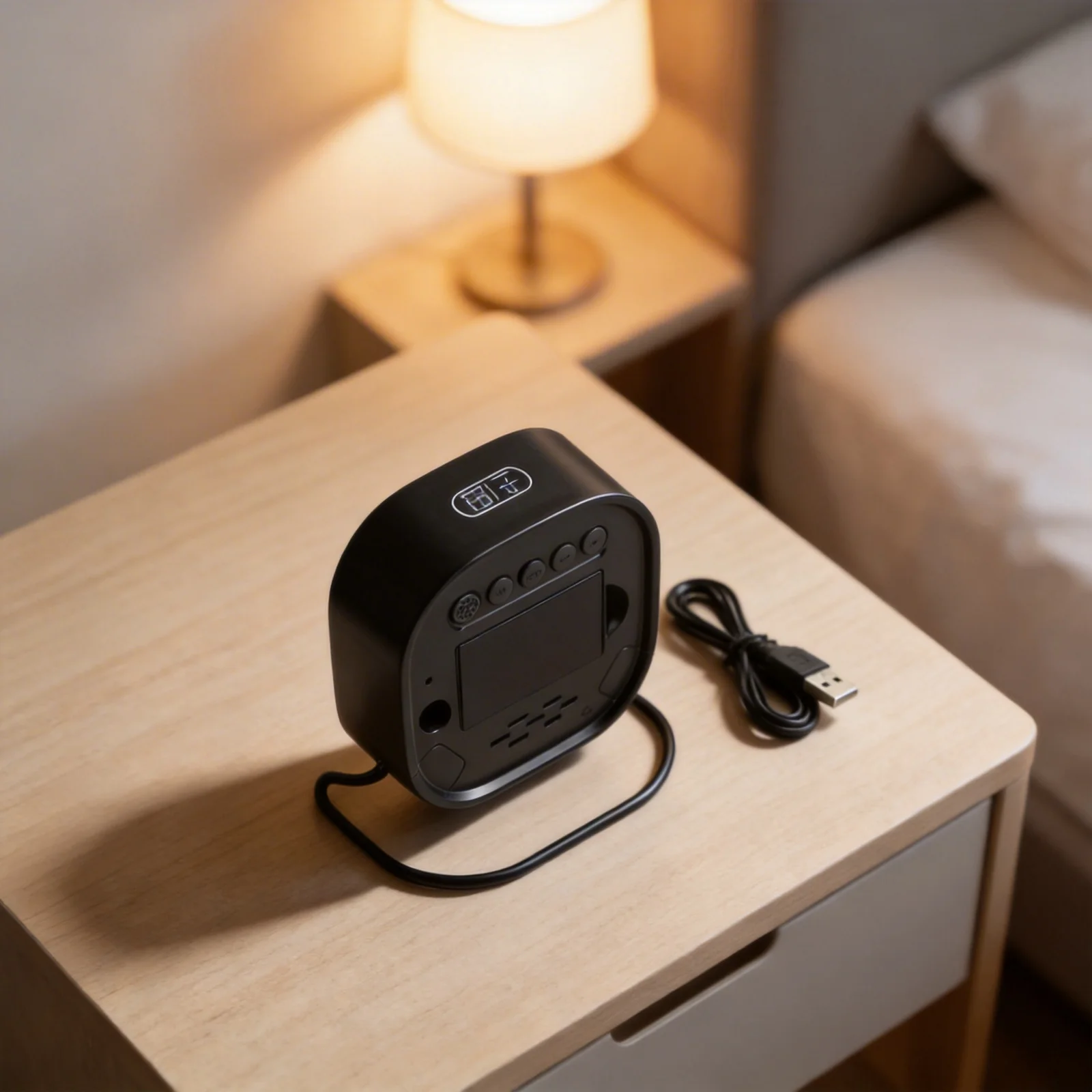 Bedside Night Light AS SHOWN LED Desktop Clock Touch Control Time And Date Loop Display 3-second Cycle Display