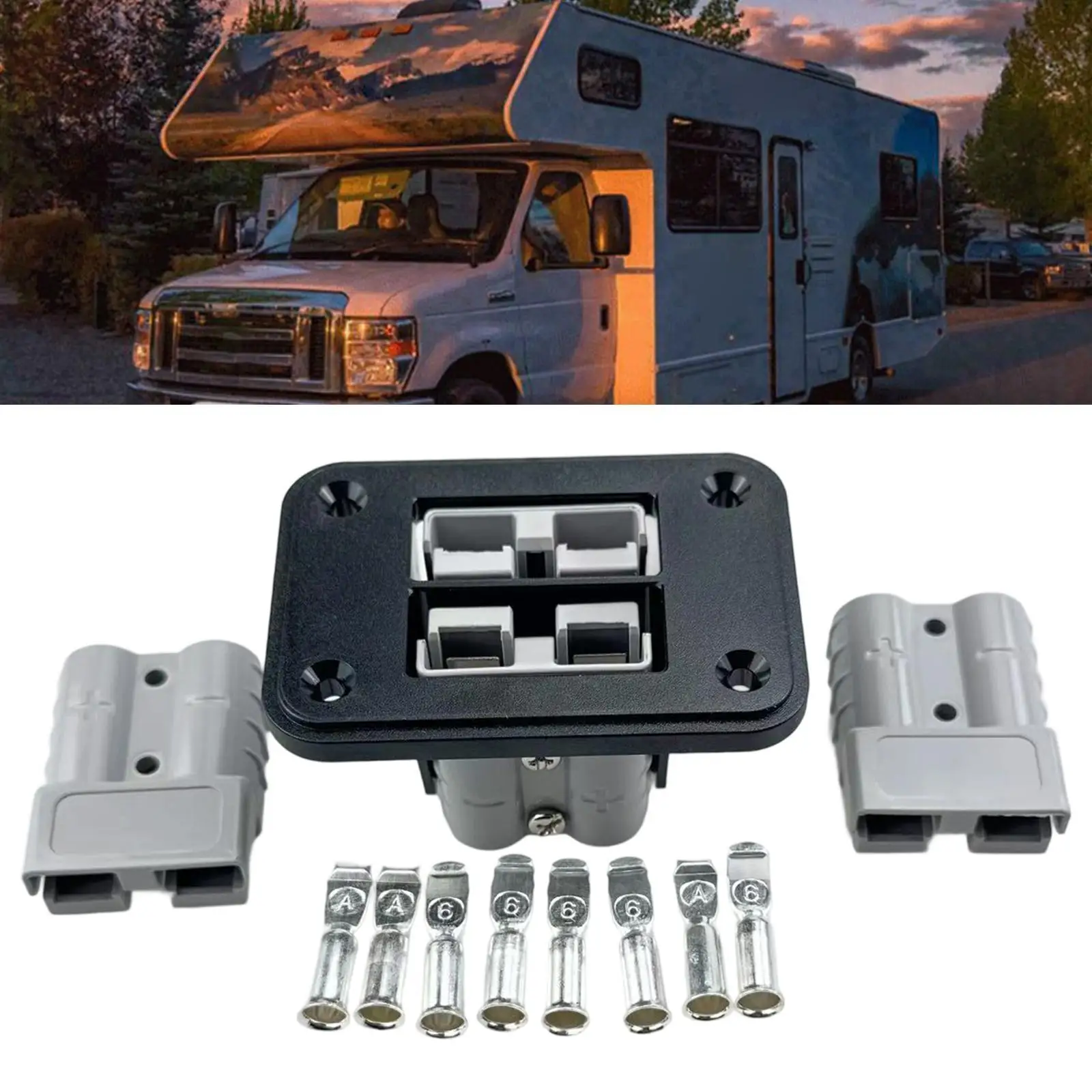 Plug Mounting Panel Flush Mount Recessed Plate Dustproof Rainproof Connector Base for Caravans Rvs Trucks