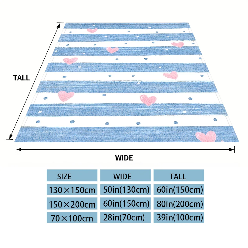 Blue Pink Hearts Warm And Soft Halloween And Christmas Sofa Decoration Gift With Flannel Blanket