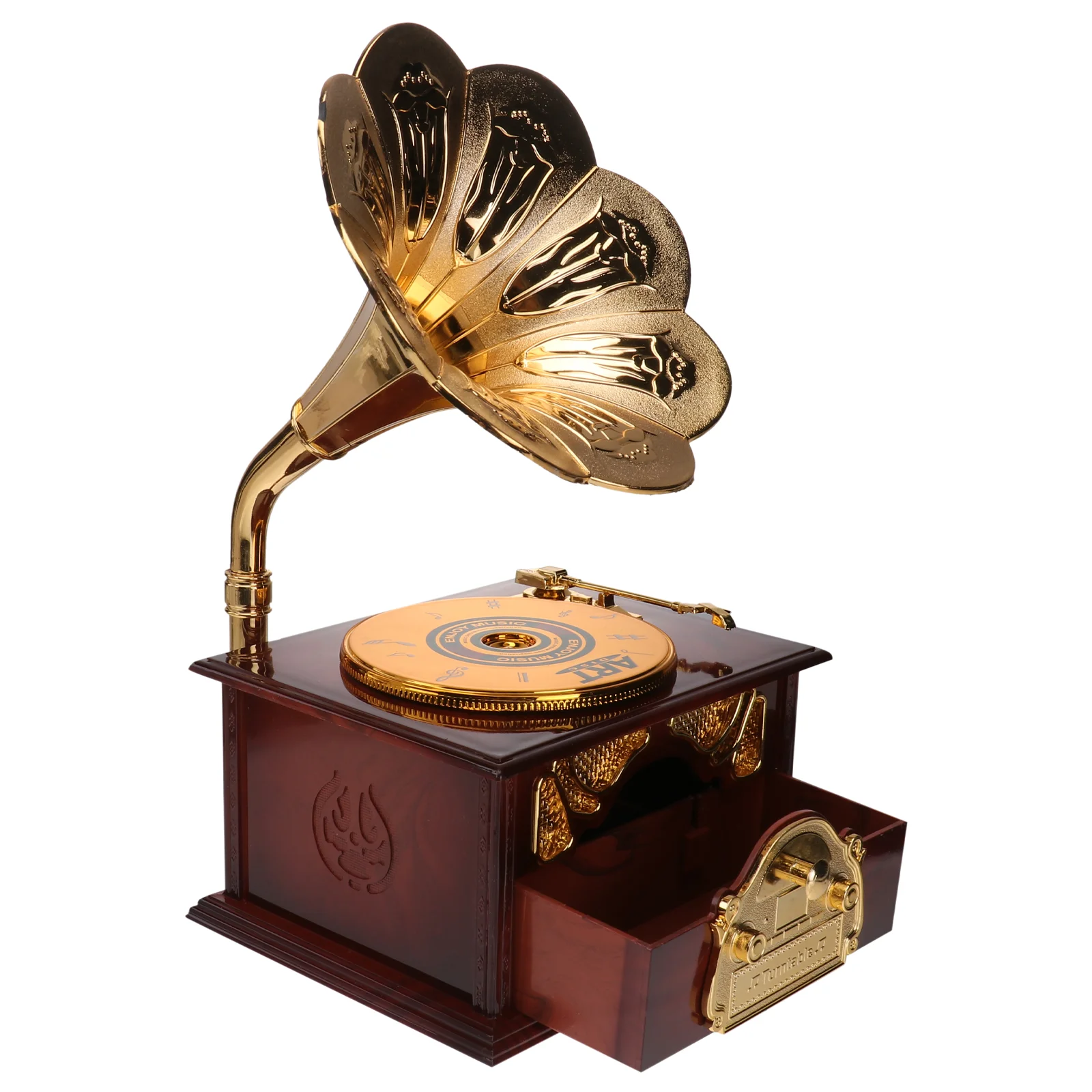 

1PC Retro Phonograph Shape Music Box Music Artware Decorative Desktop Ornament for Home Office Gift Music Box Retro