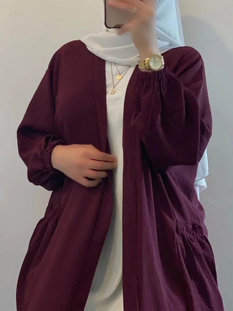 Vestido Hijab Muçulmano para Mulheres, Robe Kaftan Modesto, Abayas Abertas, Roupas Islâmicas, Ramadan, Eid, Dubai, Turquia, Quimono