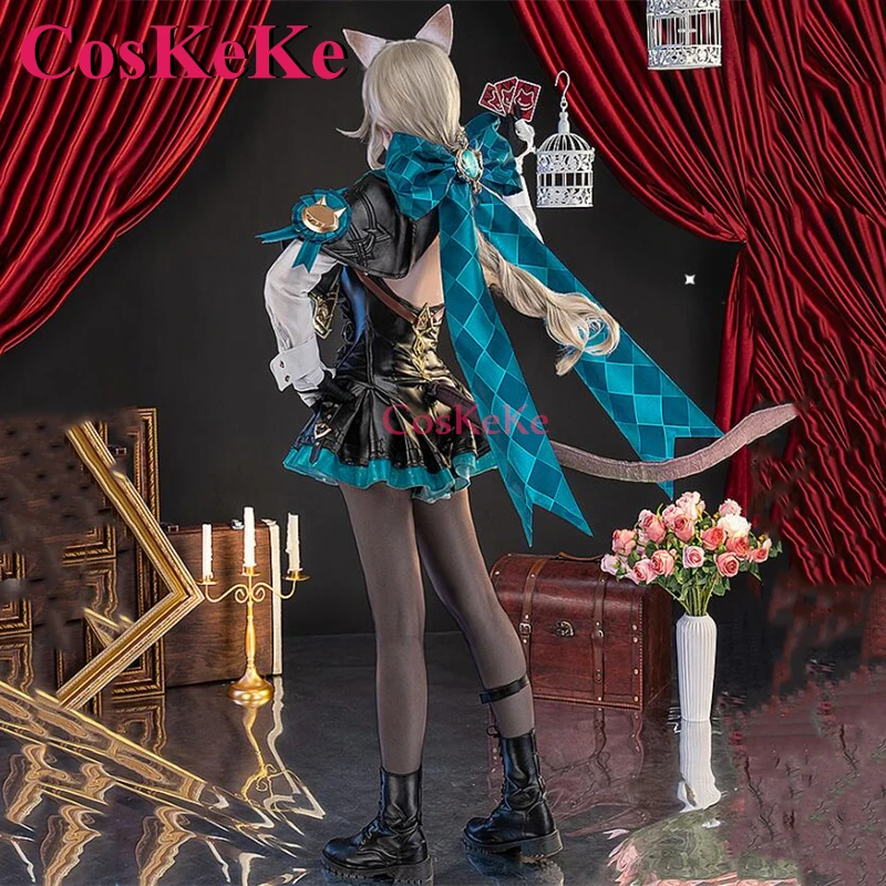 CosKeKe Lynette Cosplay Anime Game Genshin Impact Costume Magician Fashion Sweet Dress Halloween Party Role Play Clothing S-3XL