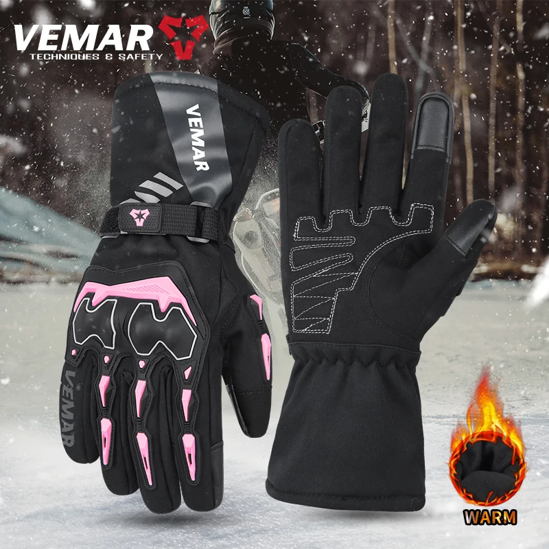

VEMAR Heavy Duty Women Winter Motorcycle Gloves, Windproof Waterproof Cold Weather Gear for Men with Touchscreen