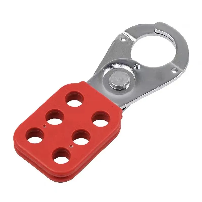 xhhmy&sl Red Industrial safety lockout Hasps Six Hole steel 1Inch 1.5Inch Lock Steel Hook with Plastic Coated Body Hardware