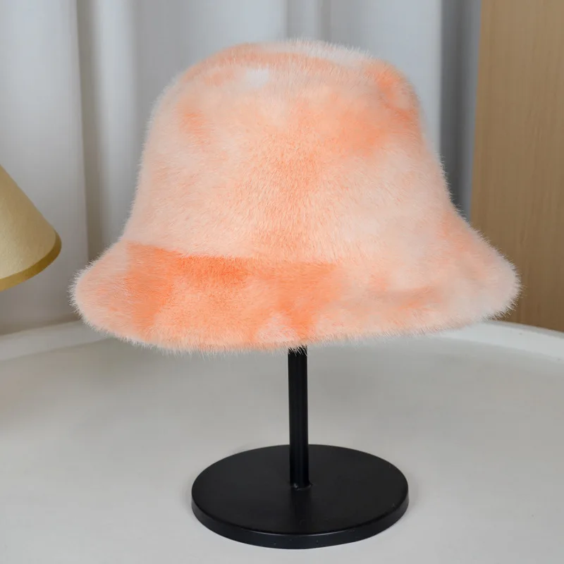 

2025 Dopamine Fisherman Hat Imitation Mink Hair Bonnet Big Size Hat Winter Hats Woman Warmer Bucket Hats for Women Designer Hat