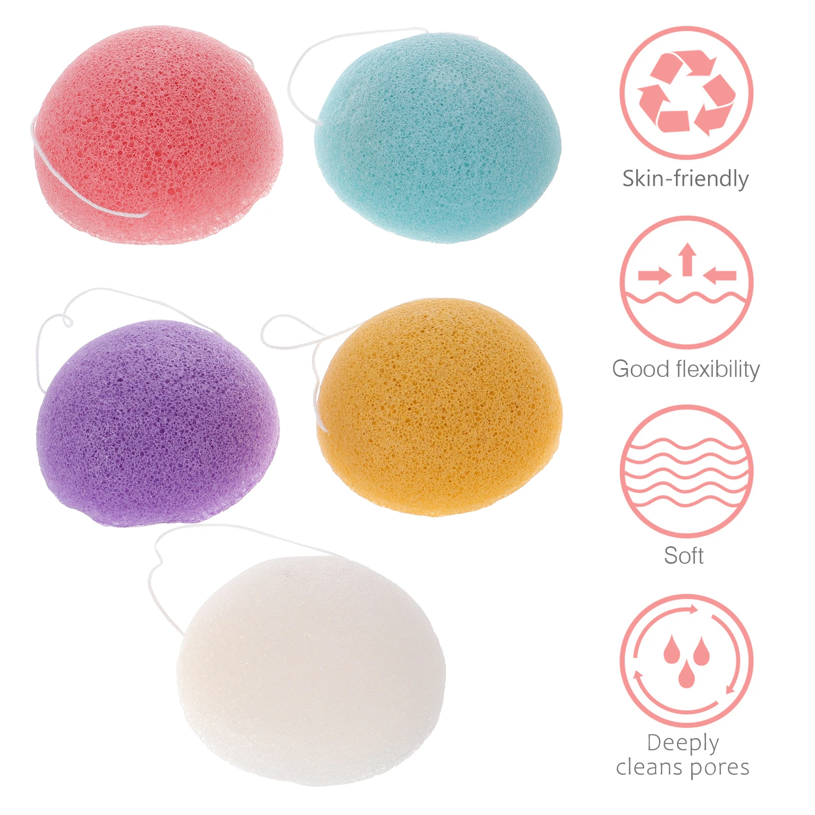 Éponges exfoliantes pour le lavage du visage, 5 pièces, éponges nettoyantes pour le lavage, épurateur exfoliant