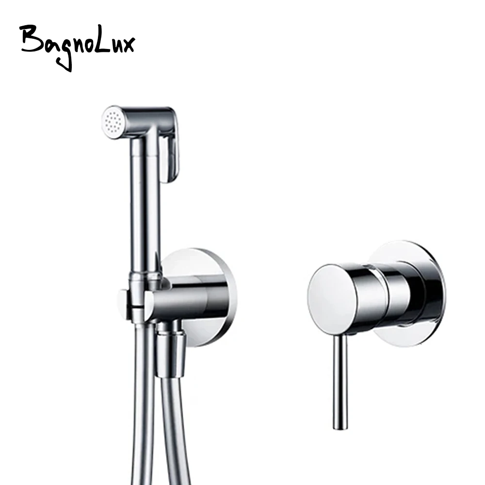 

Brushed Gold Toilet Bidet Sprayer Single Handheld Spray Single Control Switch Hot & Cold Wall Mounted Bathroom Bidet Clean Set