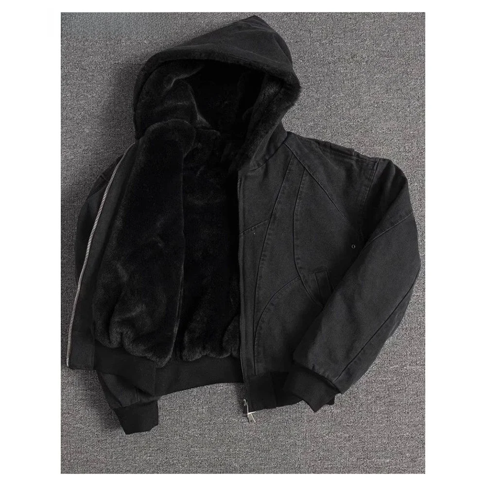 

Осенне-зимняя утепленная теплая куртка оверсайз свободного кроя, молодежная модная хлопковая куртка с длинными рукавами для мужчин