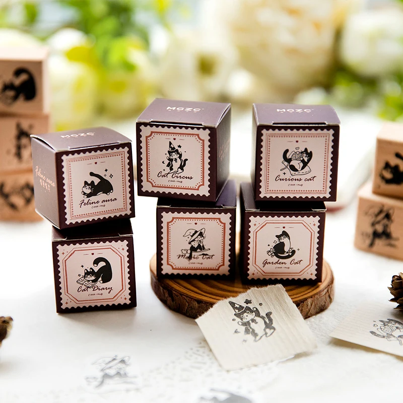 

6PCS/LOT Vintage Cat series stamp DIY silica gel stamps stationery scrapbooking standard stamp