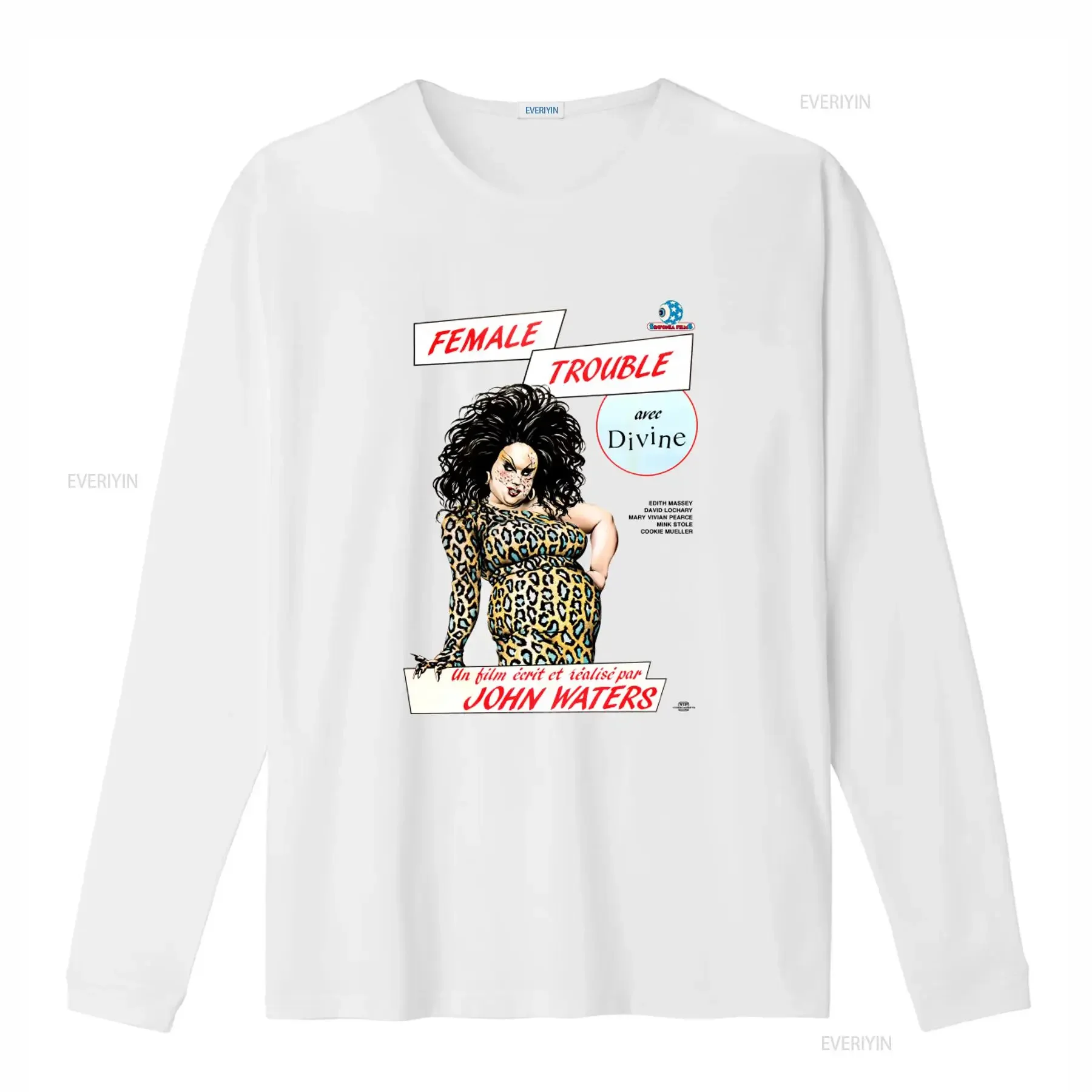 Female Trouble John Waters French Promo T Shirt with Divine Print Retro Cult Film Design vintage Washed Comfortable Versatile