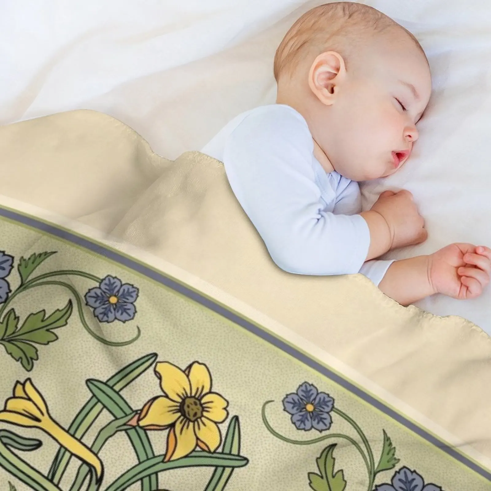 Bluebirds And Spring Blossoms Inspired By Art Nouveau Throw Blanket Flannels Luxury Comforter Picnic Bed Blankets 3