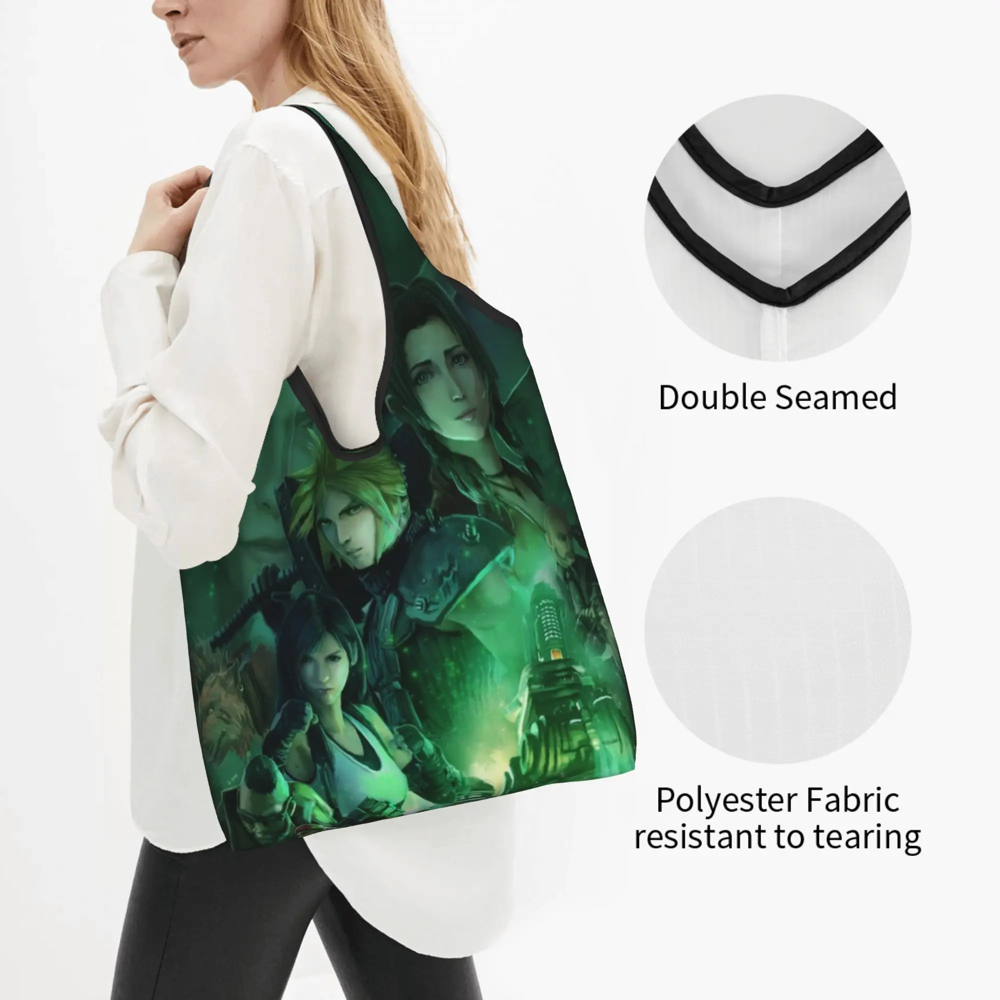 Kawaii Printing Game Final Fantasy Japan Fantasy Video   Shopping Tote Bag Portable Shoulder Shopper  Handbag