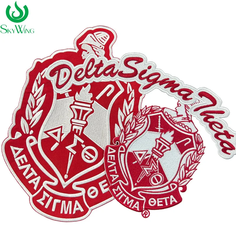 Embroidery Iron-On Delta Shield Patch for Delta Sigma Theta Sorority Woman's Jacket, 1913 Founder Day, Elephant, Delta Symbol