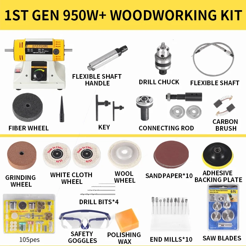 Imported Multi-Function Electric Bench Grinder Jade Carving Machine Complete Polishing System Bench Grinder Small