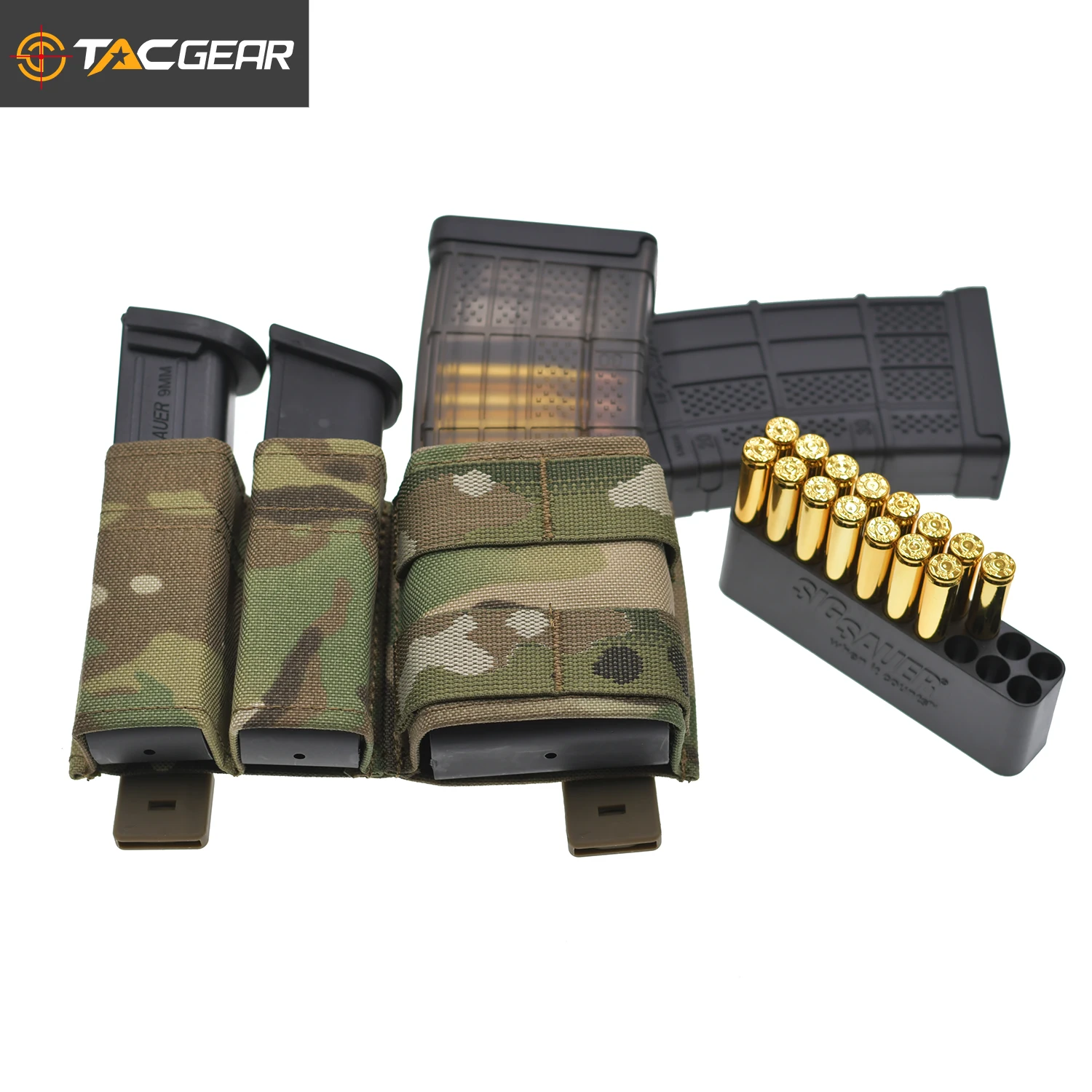 TACGEAR gyorsan  5.56 + 9mm + 9mm  .40S&W .45ACP Hármas Tölténytár Erszény molle csipesz Képes folyóirat Pisztolytáska Képes folyóirat Hordozó számára Fenőkő Pisztoly Airsoft