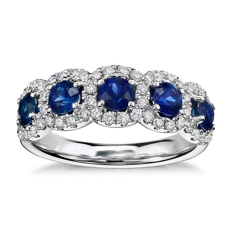 CAOSHI Graceful Blue Stone Finger Ring for Women Elegant Female Engagement Accessories with Dazzling Zirconia Fashion Jewelry