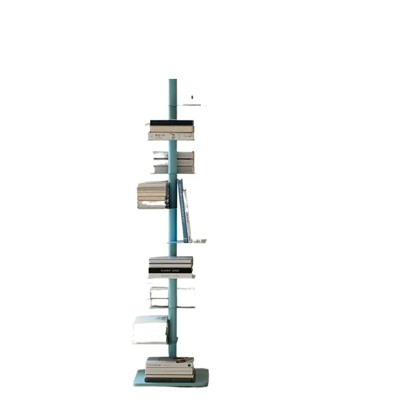 for Creative Rotating Bookshelf Stainless Steel Color Floor Wrought Iron Multi-layer Shelf Home Book Storage Rack Designer