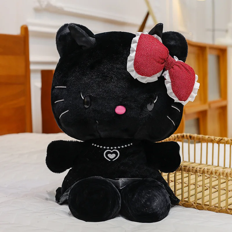 سانريو الأسود مرحبا كيتي بلوشي Kawaii روز بلدي ميلودي ألعاب من نسيج مخملي أنيمي الكرتون أنيمي لينة محشوة دمية وسادة هدايا أعياد ميلاد للأطفال