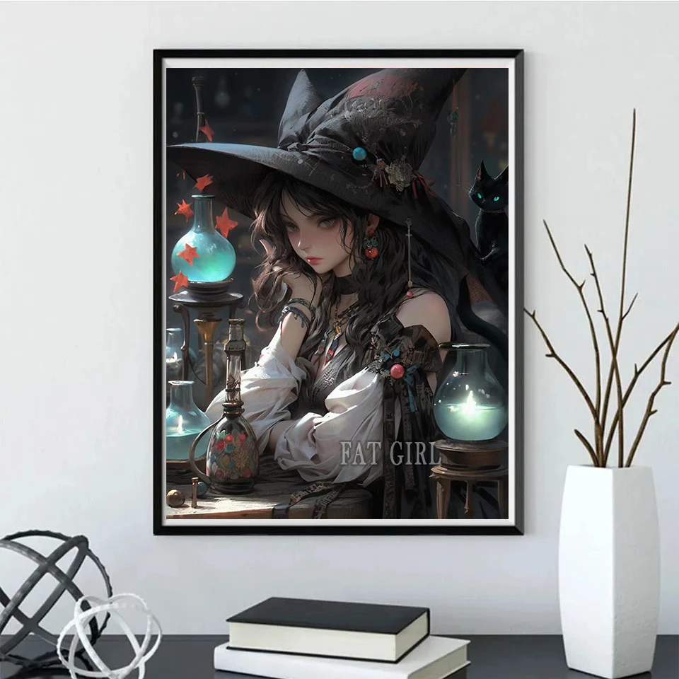 Diamond Painting New Collection 2023 Halloween Witch Full Round Drills Mosaic Embroidery Cross Stitch Rhinestone Diy Home Gift