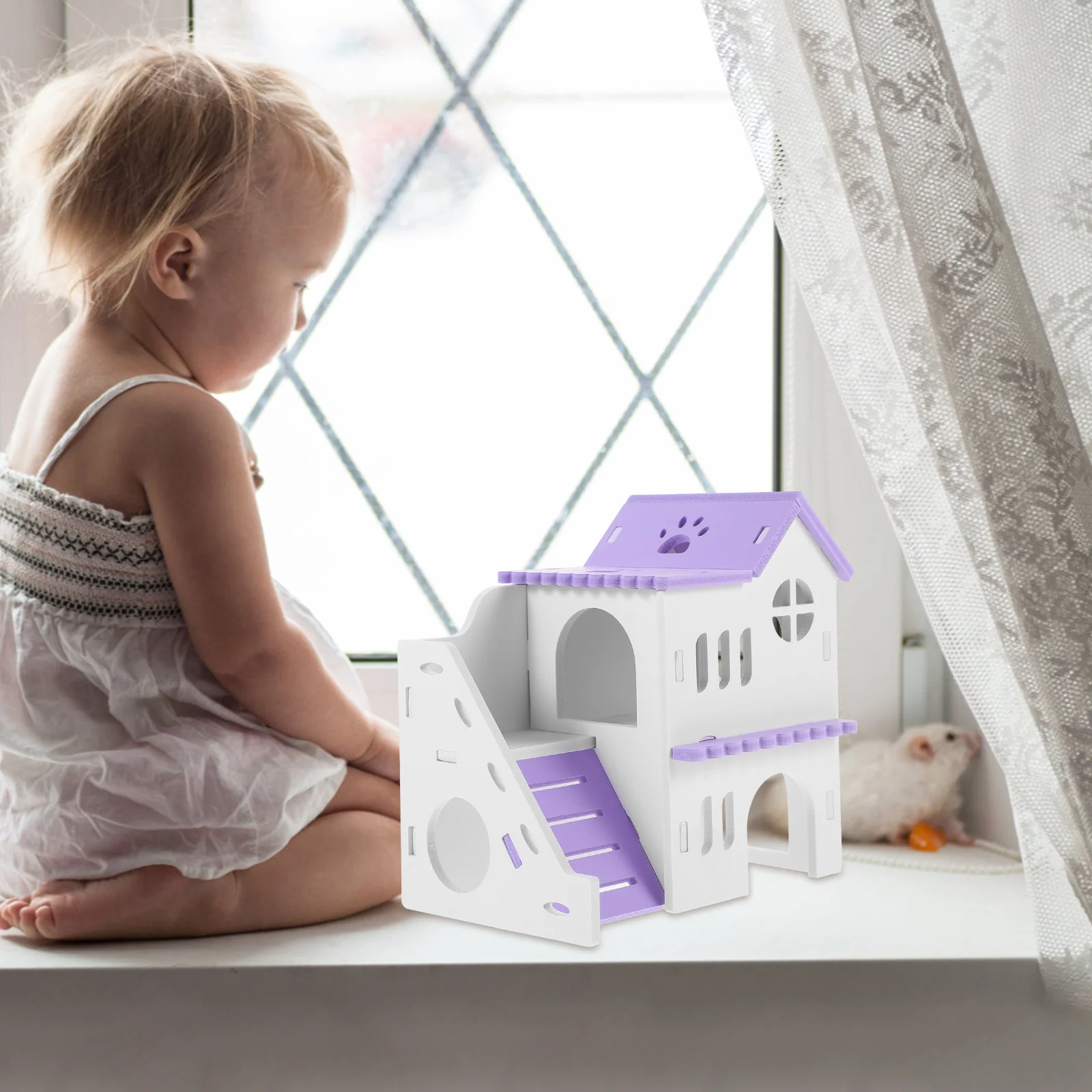 

1 set Colorful Villa House Small Animal Hideout Multi Chamber Nest For Hamster Rat Guinea Pig Playground Cage