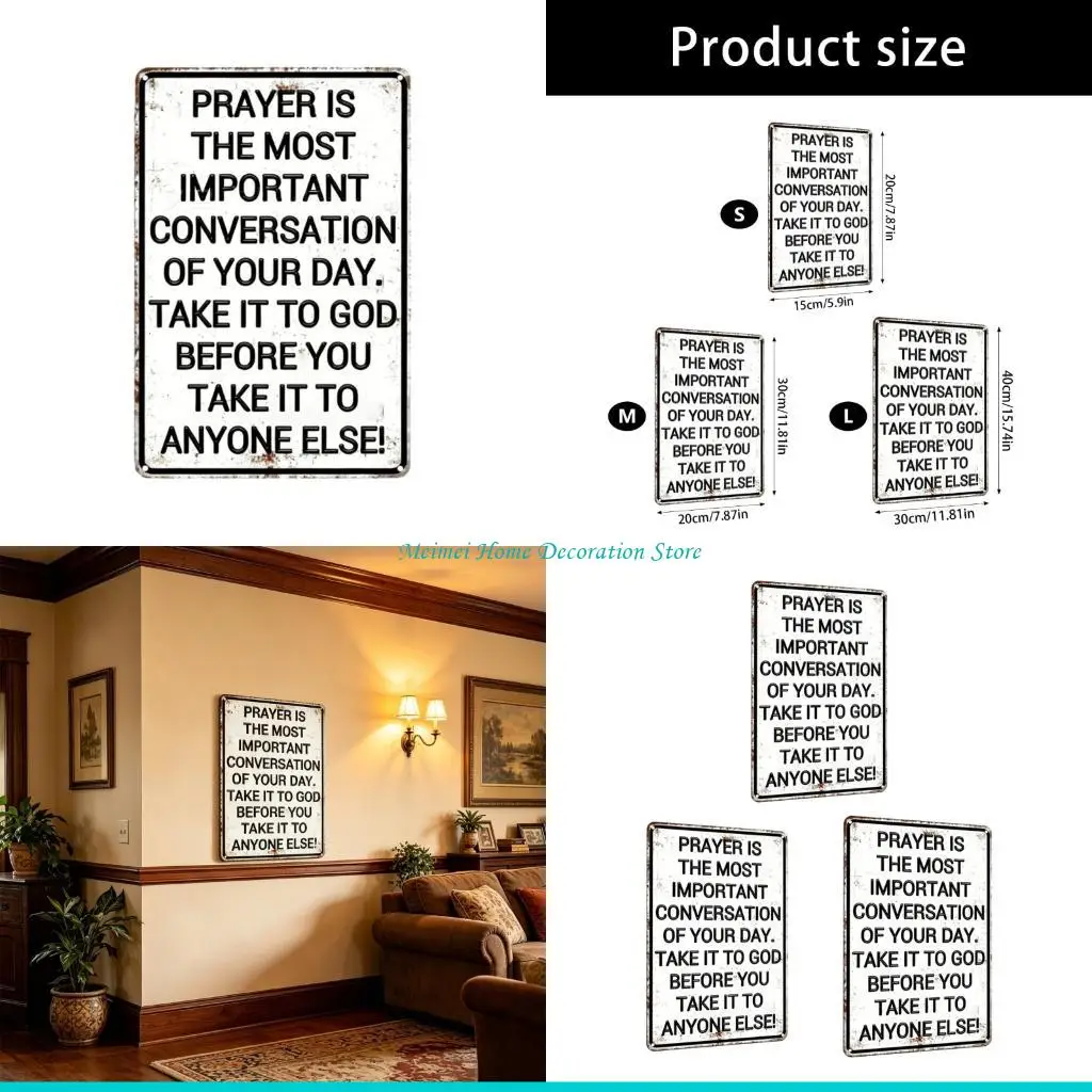H7BF Prayer Is The Most Important Conversation of Your Day Sign Religious Wall Decors