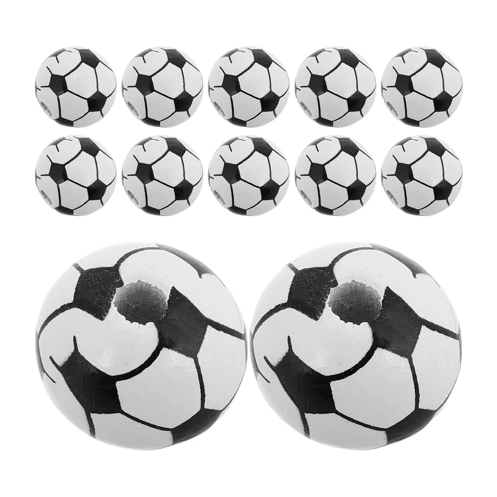 20Pcs Soccer Wooden Beads Sports Ball Beads for DIY Bracelets Necklaces Jewelry Craft Supplies Accessories Wood Craft Balls