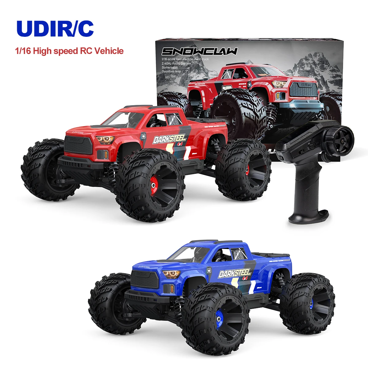UD1610PRO 1/16 RC Car 40 Km/h 2.4G 4WD Electric Remote Control Off-Road Climbing Brushless Motor Car 4x4 Large Wheel Climbing Car Toy With 2 Rechargeable Batteries