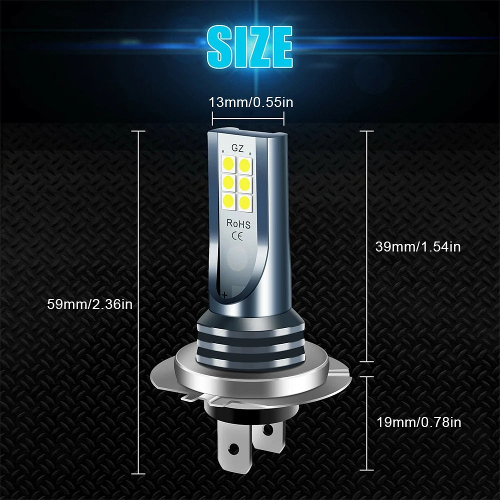 2 szt. żarówka LED do reflektorów H7 Lampa przeciwmgielna 110W Super-Bright Low Beam 6000K Wodoodporna Super Bright do akcesoriów do pojazdu