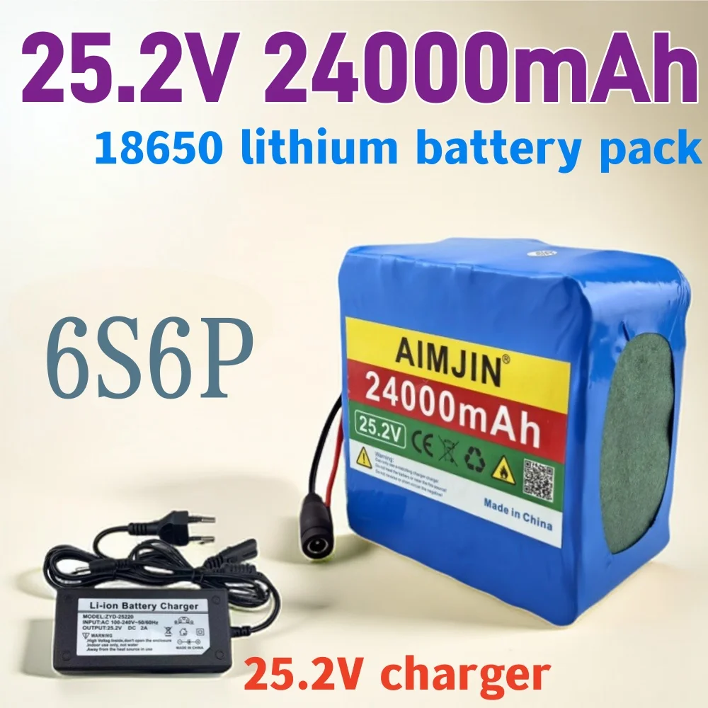 

6S6P 25.2V 24000mAh Large-Capacity Lithium Battery Pack ,For E-Bike Scooter+Charger