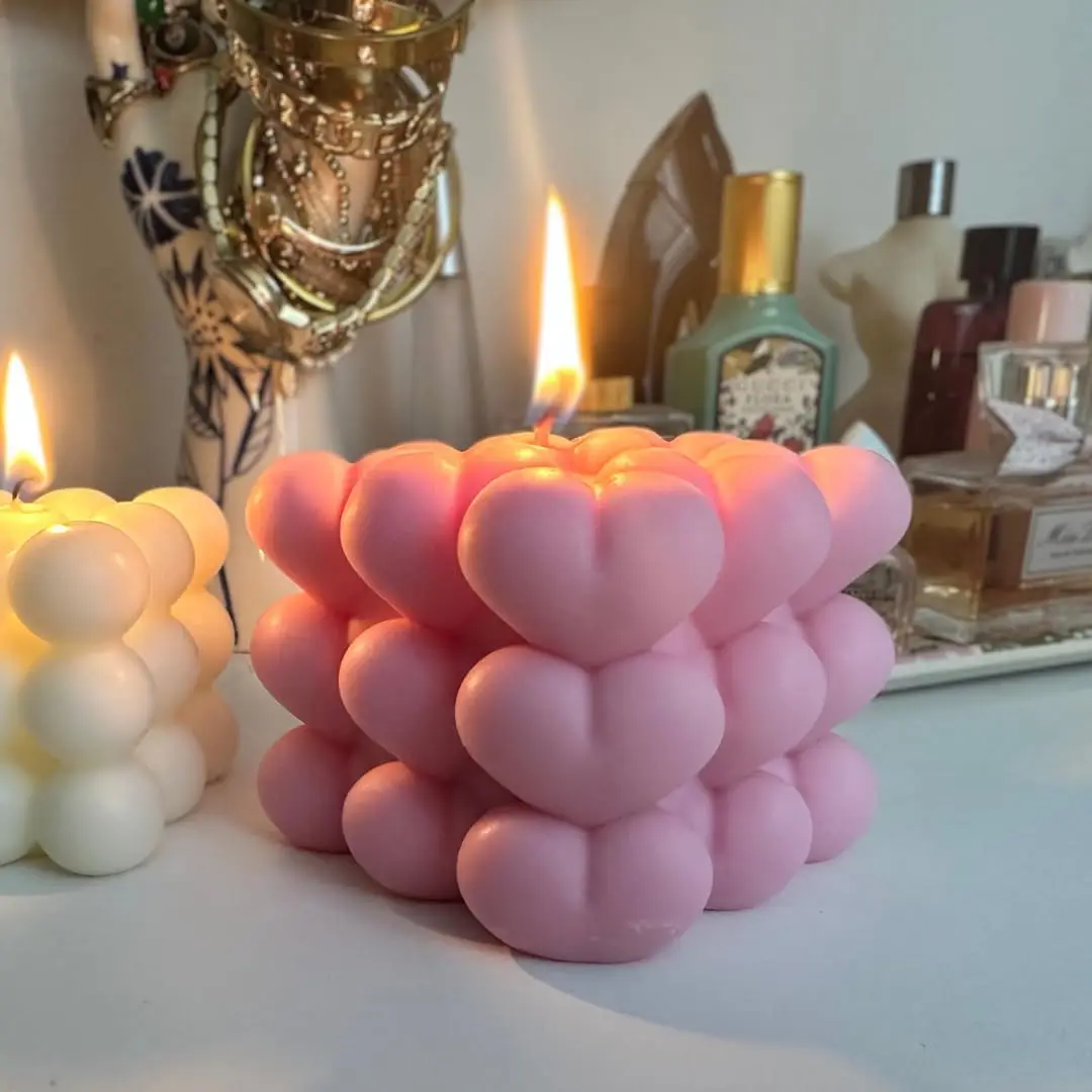 

Pink Candle | Heart Shaped Candles, Vanilla , Pink Preppy Candles, Aesthetic Candles for Decor, Cute Candles Aesthetic, Candle