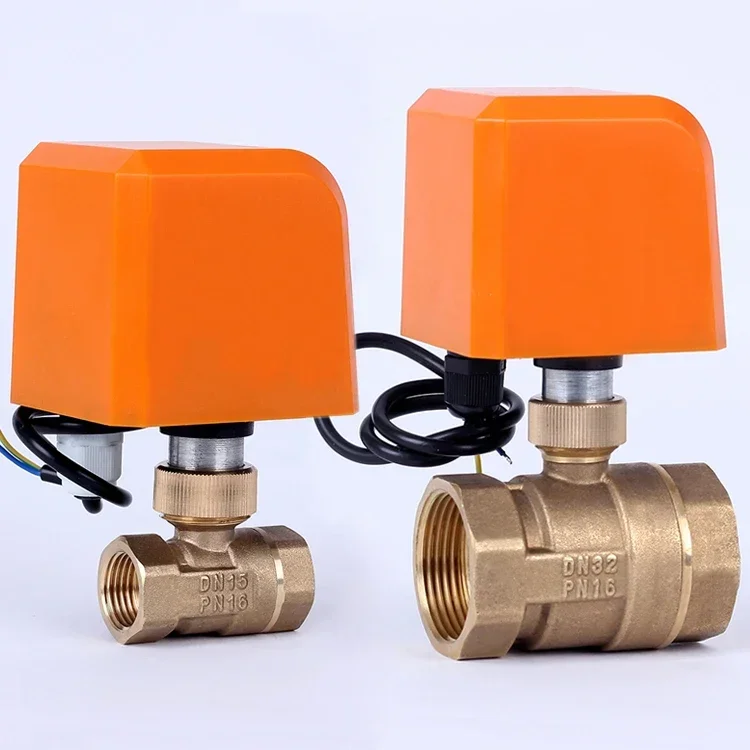 Brass electric ball valve two way, two wire, normally closed, normally open electric water valve switch, two-way valve AC220V