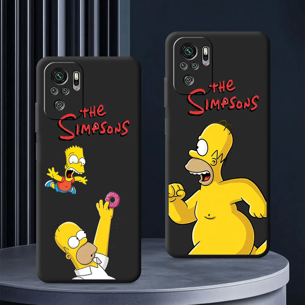 Case For Xiaomi Redmi Note 13 12S 10 10S 12 Pro Plus 11 11E 8 8T 9 9S 7 11S 11T TPU Black Soft Phone Cover Cartoon The Simpsons