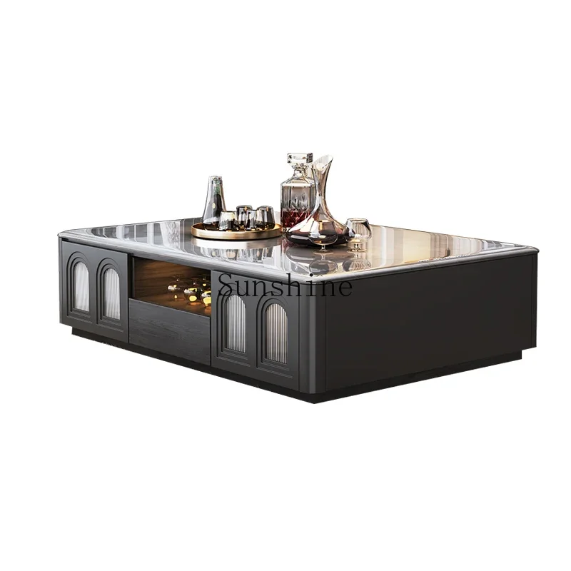 

High-end villa natural luxury stone living room square light luxury high-end coffee table FT