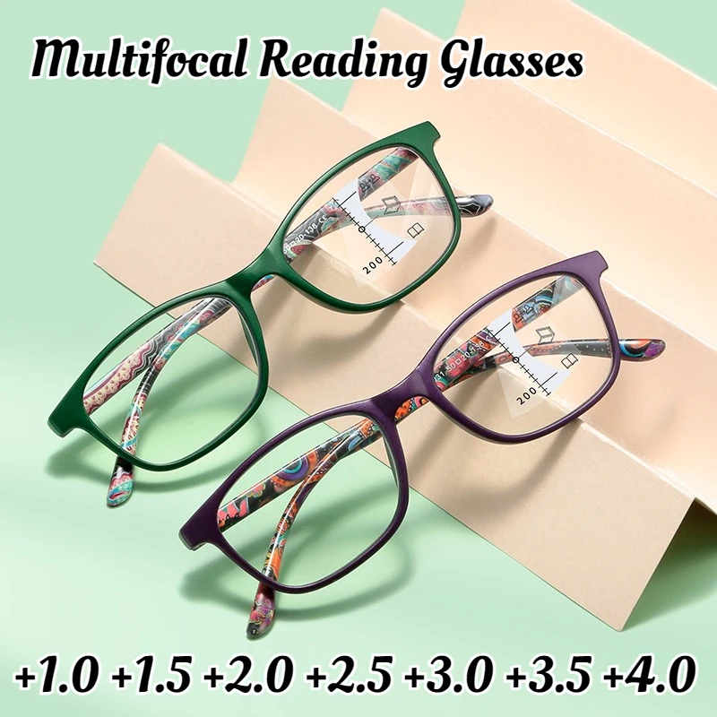 

Unisex Fashion Multifocal Reading Glasses Deluxe Floral Frame Design Presbyopia Glasses Ladies Vintage Reading Glasses +3.5+4.0
