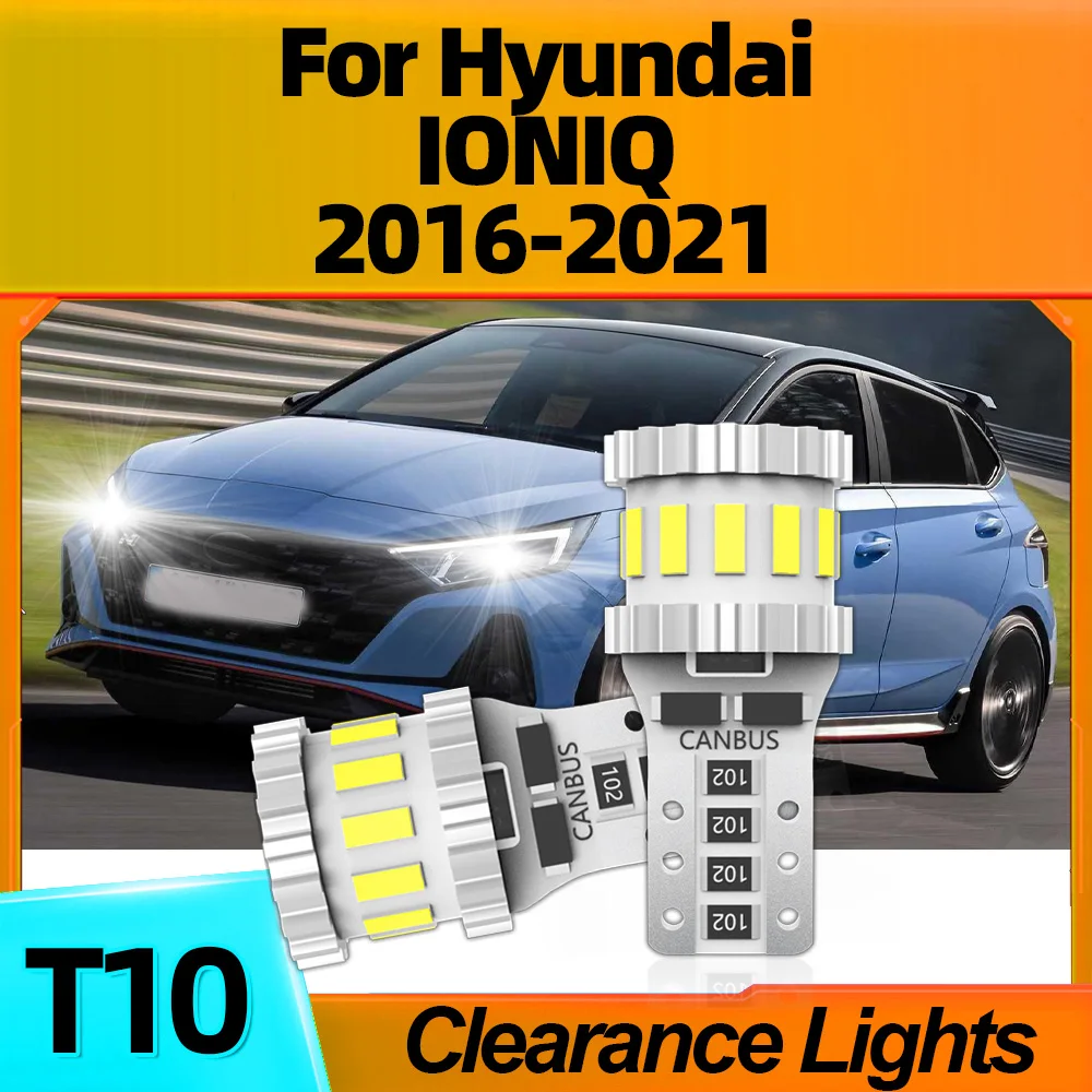 2Pcs Led Clearance Lights CSP Chip T10 W5W 800LM 6000K White Plug-N-Play For Hyundai IONIQ 2016 2017 2018 2019 2020 2021