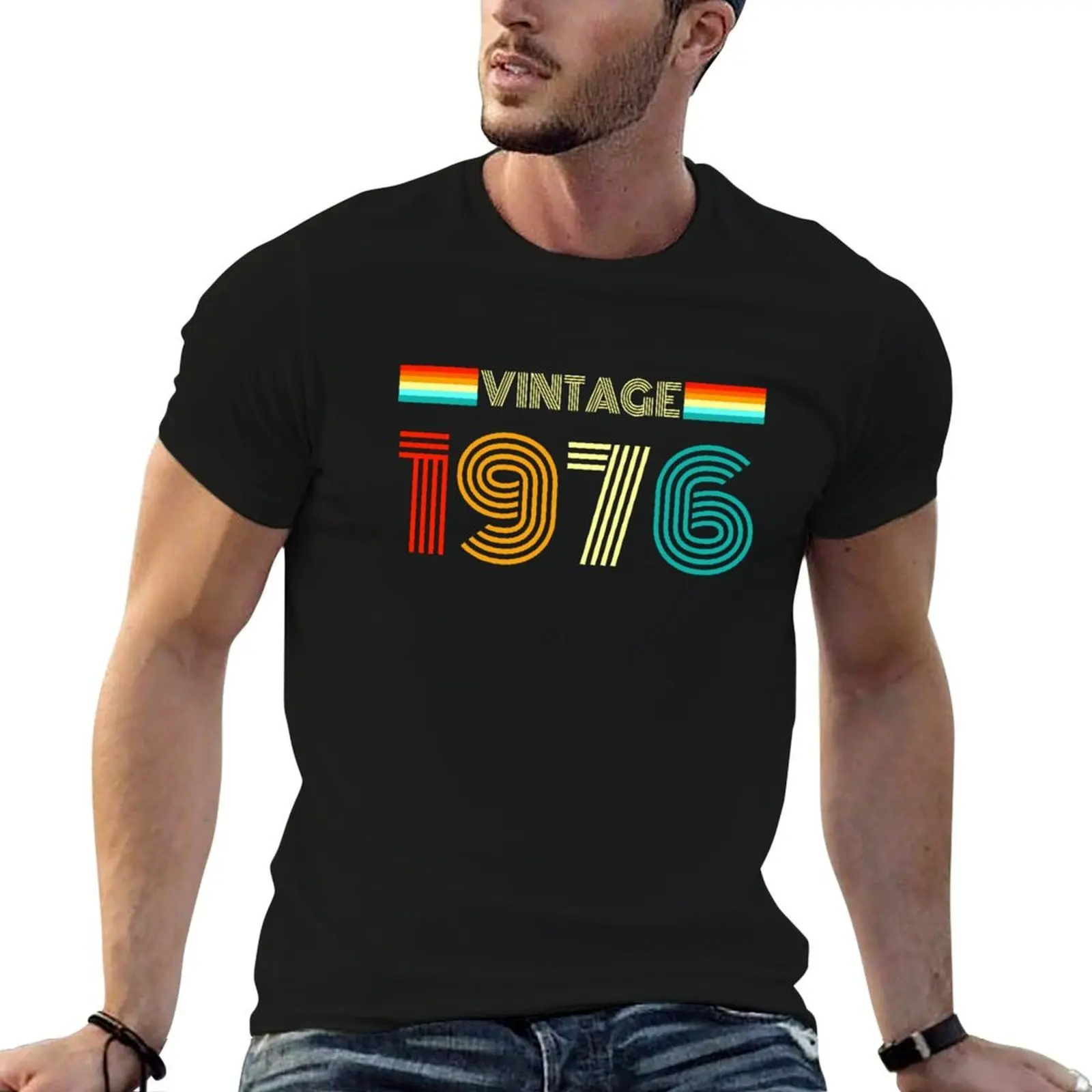 

Vintage Retro 1976 - Vintage 1976 Birthday Gift T-Shirt cotton t shirts man 100% funny t shirts cotton T-Shirt