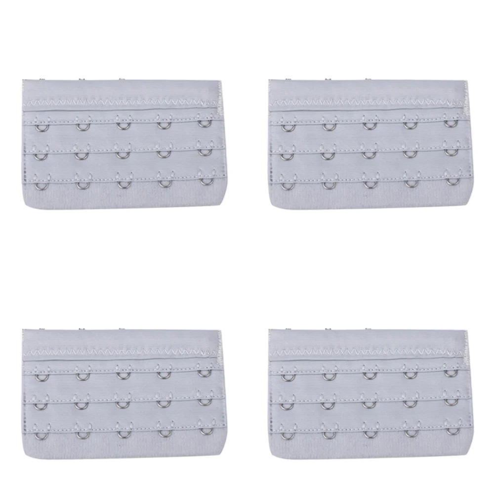 

4pcs Ladies Women's Elastic Bra Lingerie Extenders 3 Rows 5 Hooks Bra Extenders Extension Straps (Grey)