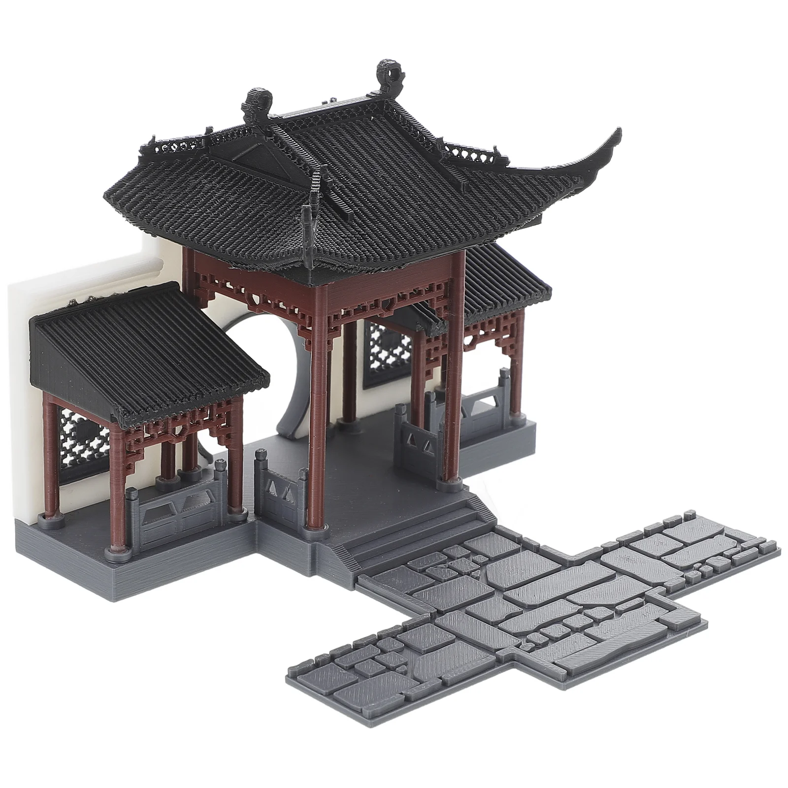 Statue Decor Bathroom Decorations Ancient Building Model Micro Landscape Ornaments Miniature Door Bonsai China Covered