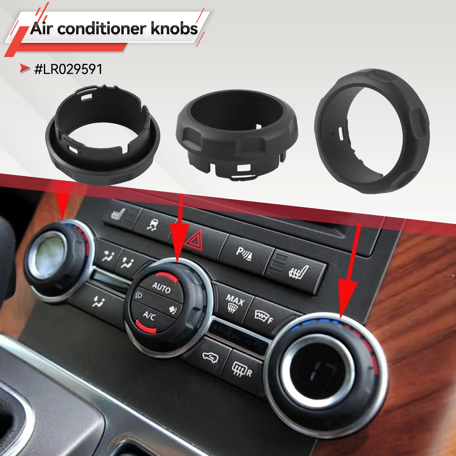 3PCS Car Console Air Conditioning Control Knob Fit For Land Rover Range Rover Sport 06-13 Discovery 4 09-16 Accessory And Parts