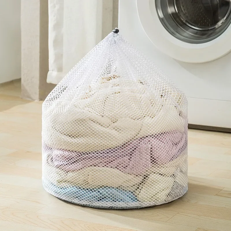 

Thickened Mesh Bag To Protect Washing Bag Household Washing Machine Thick Mesh Extra Size Mesh Pocket Draw Rope Laundry Bag